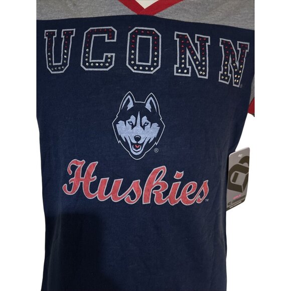 NEW Connecticut UConn Huskies Colosseum Athletics Blue V-Neck SS T-Shirt Girls 7 - Picture 2 of 5